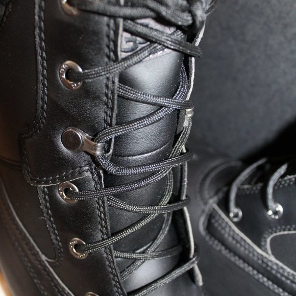 NIB UGG MEN\'S FELTON WINTER LEATHER SHEARLING LINED BOOTS‎ BLACK main image 4
